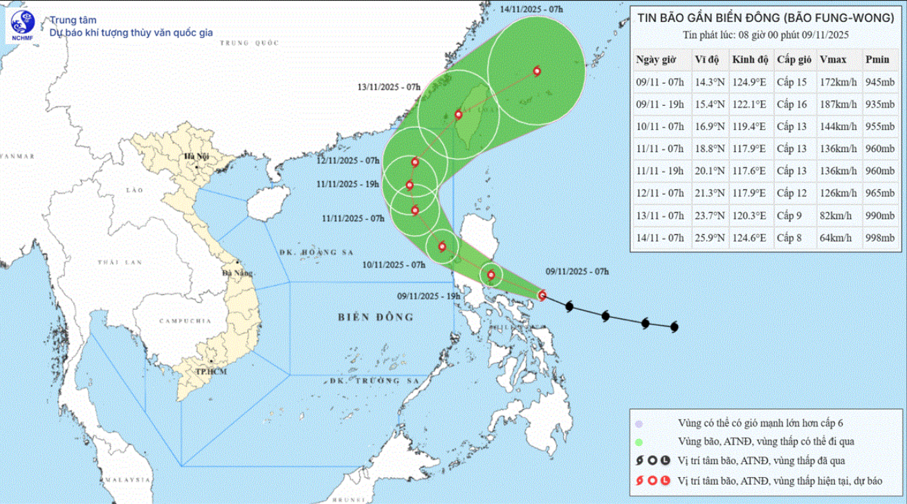 Fung-Wong mạnh lên thành siêu bão